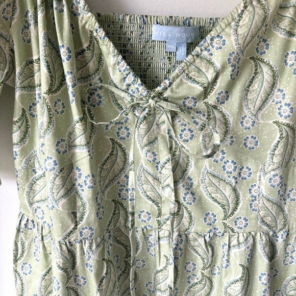 Hill House Home Ophelia Dress Eucalyptus Floral Green Midi Dress Cottagecore - Picture 4 of 14